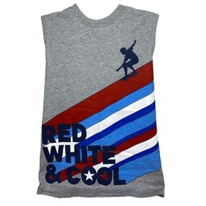 WAY TO CELEBRATE PATRIOTIC YXL Tank Top Red White & Cool Stripes Skateboard